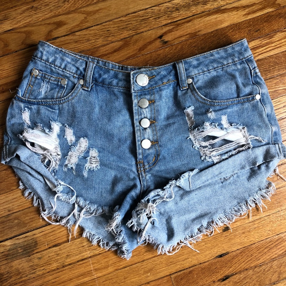 Distressed Denim Shorts